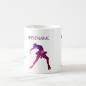 姿スケートで滑るマグ – ピンクと紫のスターウーマン コーヒーマグカップ (中央)