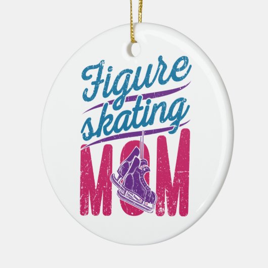 姿スケートで滑るマムアイススケートで滑るマザーママ セラミックオーナメント (左)