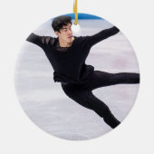 姿スケートで滑るメンズ名前をカスタムする写真 セラミックオーナメント (裏面)