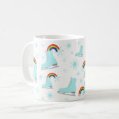 姿スケートで滑るレインボースケートアイススノーフレーク コーヒーマグカップ (正面左)