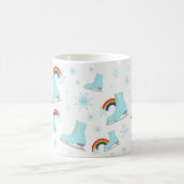 姿スケートで滑るレインボースケートアイススノーフレーク コーヒーマグカップ (中央)