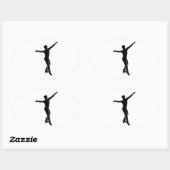 姿スケートで滑る人 楕円形シール (シート)