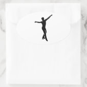 姿スケートで滑る人 楕円形シール (バッグ)