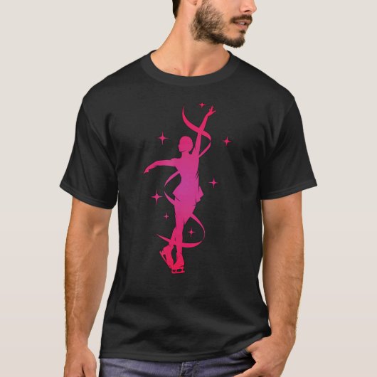 姿スケートで滑る姿スケーターアイス姿スケートで滑る Tシャツ (正面)