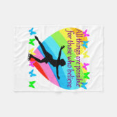 姿スケートで滑る感動的引用文デザイン フリースブランケット (正面(横))