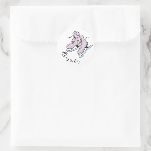 姿スケートで滑る氷スケートで滑るスケート名前をカスタムする ラウンドシール (バッグ)