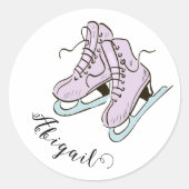 姿スケートで滑る氷スケートで滑るスケート名前をカスタムする ラウンドシール (正面)