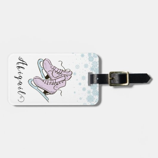 姿スケートで滑る氷スケートで滑るスケート名前をカスタムする ラゲッジタグ (正面横)