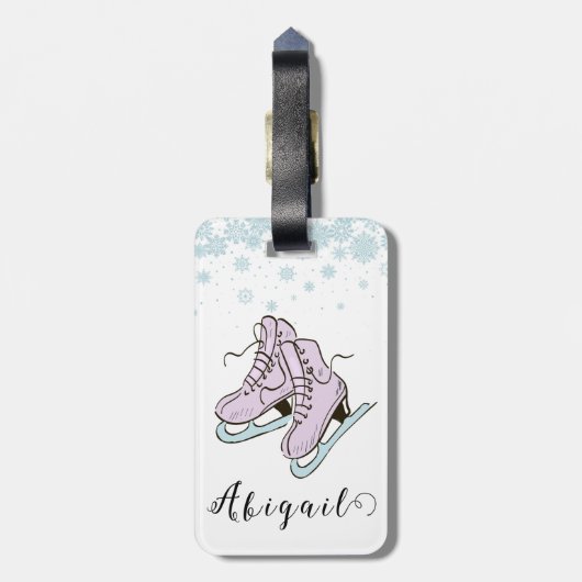 姿スケートで滑る氷スケートで滑るスケート名前をカスタムする ラゲッジタグ (裏面縦)