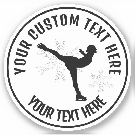 姿スケートで滑る氷スケートで滑る雌カスタムビニル シール (正面)