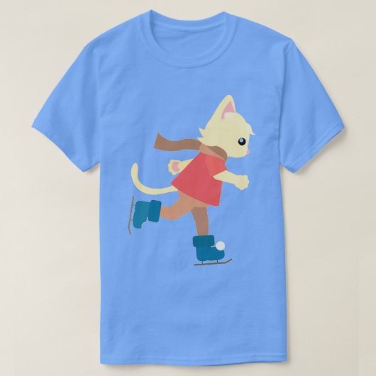 姿スケートで滑る猫 Tシャツ (デザイン正面)