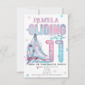 姿スケートで滑る第11回バースデーパーティーへの招待 招待状 (正面)
