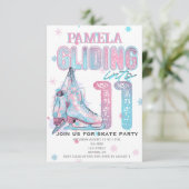 姿スケートで滑る第11回バースデーパーティーへの招待 招待状 (スタンド正面)