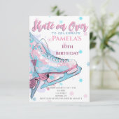 姿スケートで滑る誕生日パーティーの招待 招待状 (スタンド正面)