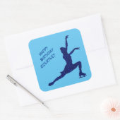 姿スケートで滑る誕生日ブルースパークル スクエアシール (封筒)