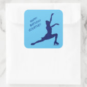 姿スケートで滑る誕生日ブルースパークル スクエアシール (バッグ)