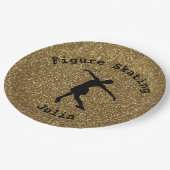 姿スケートで滑る金ゴールドグリッター紙プレート（名前あり） ペーパープレート (アングル)