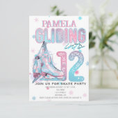 姿スケートで滑る12th誕生日パーティーの招待 招待状 (スタンド正面)