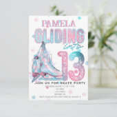 姿スケートで滑る13th誕生日パーティーの招待 招待状 (スタンド正面)