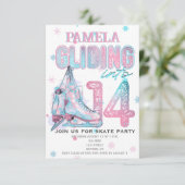 姿スケートで滑る14th誕生日パーティーの招待 招待状 (スタンド正面)
