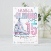 姿スケートで滑る15th誕生日パーティーの招待 招待状 (スタンド正面)