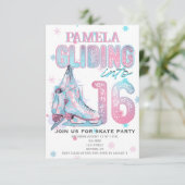 姿スケートで滑る16th誕生日パーティーの招待 招待状 (スタンド正面)