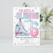 姿スケートで滑る6th誕生日パーティーの招待 招待状 (スタンド正面)