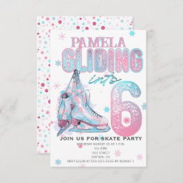 姿スケートで滑る6th誕生日パーティーの招待 招待状