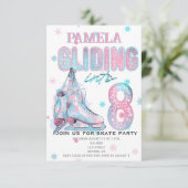 姿スケートで滑る8thバースデーパーティーの招待 招待状 (スタンド正面)