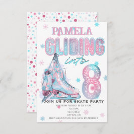 姿スケートで滑る8thバースデーパーティーの招待 招待状