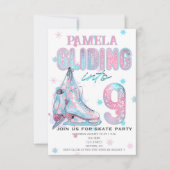 姿スケートで滑る9thバースデーパーティーの招待 招待状 (正面)