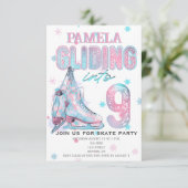 姿スケートで滑る9thバースデーパーティーの招待 招待状 (スタンド正面)