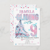 姿スケートで滑る9thバースデーパーティーの招待 招待状 (正面/裏面)