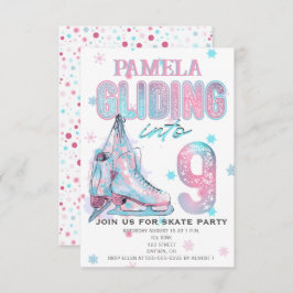 姿スケートで滑る9thバースデーパーティーの招待 招待状