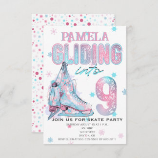姿スケートで滑る9thバースデーパーティーの招待 招待状
