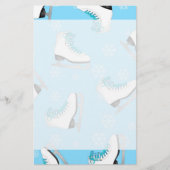 姿スケートで滑る – アイススケートブルーと雪片 便箋 (正面)