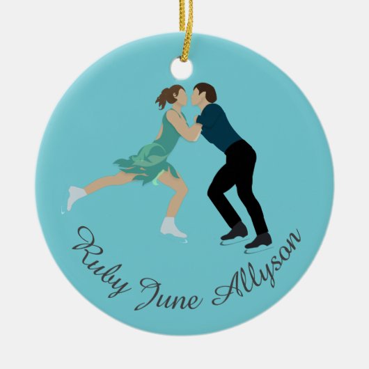 姿スケートで滑る セラミックオーナメント (正面)