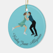 姿スケートで滑る セラミックオーナメント (左)