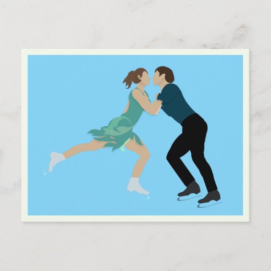 姿スケートで滑る ポストカード (正面)