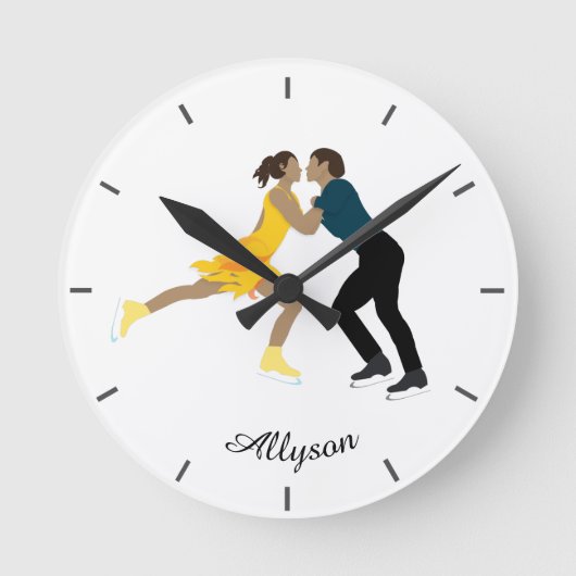 姿スケートで滑る ラウンド壁時計 (正面)