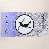 姿スケートで滑る"氷のプリンセス"スパークルビーチタオル ビーチタオル (正面)