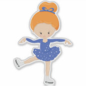 姿スケートで滑る、氷スケートで滑るガール、オレンジヘア シール (正面)