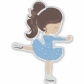 姿スケートで滑る、氷スケートで滑るガール、ブラウンヘア シール (正面)