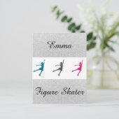 姿スケートで滑る/氷スケートで滑る名前をカスタムする葉書 ポストカード (スタンド正面)