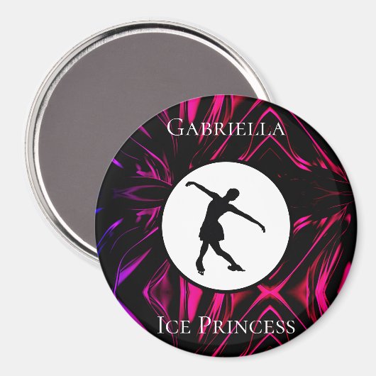 姿スケートで滑る「氷プリンセスパーソナライズされた」 マグネット (正面/裏面)