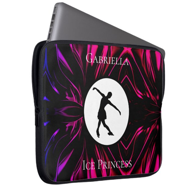 姿スケートで滑る「氷プリンセスパーソナライズされた」 ラップトップスリーブ (正面右)