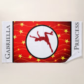 姿スケートで滑る「氷プリンセス」金ゴールドスター ビーチタオル (正面)