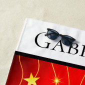 姿スケートで滑る「氷プリンセス」金ゴールドスター ビーチタオル (インサイチュ)