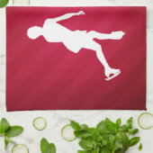 姿スケートで滑る(赤、白、青) キッチンタオル (折り畳み)