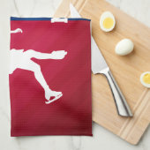 姿スケートで滑る(赤、白、青) キッチンタオル (四つ折り)